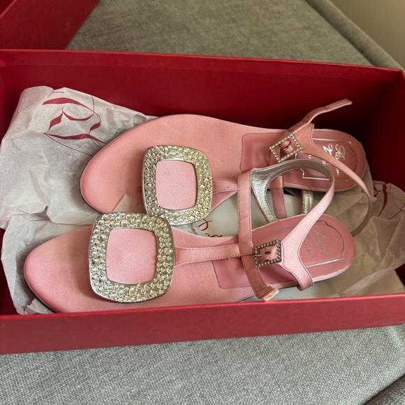 roger vivier pink thong chips satin sandals - Picture 1 of 5